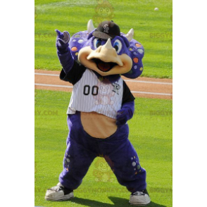 Fantasia de mascote de dinossauro dragão roxo BIGGYMONKEY™ com