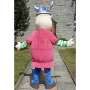 Bearded Viking BIGGYMONKEY™ maskotkostume klædt i pink med hjelm - Menneskelige maskoter - BIGGYMONKEY_07078 - BiggyMonkey.com