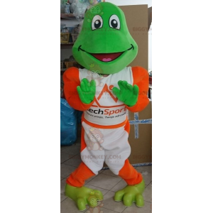 Green Frog BIGGYMONKEY™ Mascot Costume Dressed in White and