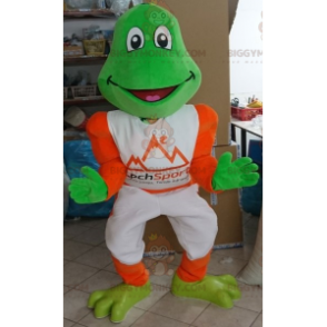 Green Frog BIGGYMONKEY™ Maskottchenkostüm in Weiß und Orange -