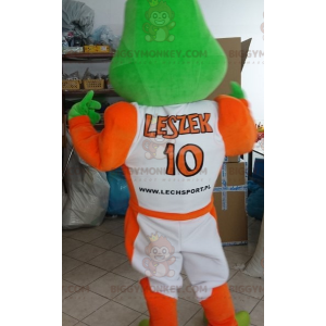 Traje de mascote Green Frog BIGGYMONKEY™ vestido de branco e