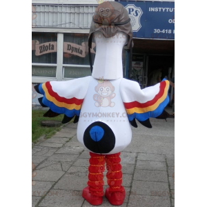 Traje de mascote BIGGYMONKEY™ Cegonha branca com asas
