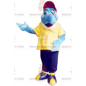 Blue and White Fish BIGGYMONKEY™ Mascot Costume. Dolphin