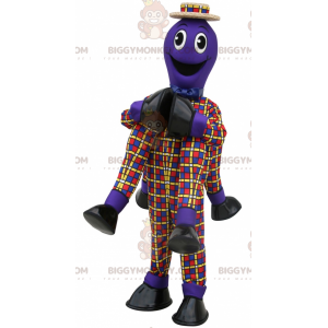 Very Smiling and Stylish Purple Octopus BIGGYMONKEY™ Mascot