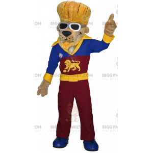 Costume da mascotte cane leone BIGGYMONKEY™ vestito da rocker -