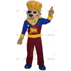 Leeuwenhond BIGGYMONKEY™ mascottekostuum verkleed als rocker -