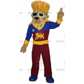 Kostým maskota Lion Dog BIGGYMONKEY™, oblečený jako rocker –
