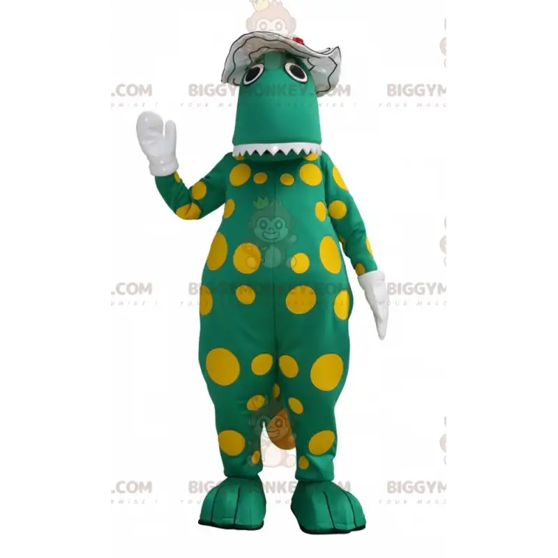 BIGGYMONKEY™ Green Dinosaur Yellow Polka Dot Mascot Costume – BIGGYMONKEY™ Green Dinosaur Yellow Polka Dot Mascot Costume –
