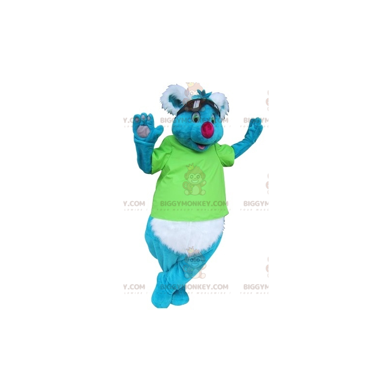 BIGGYMONKEY™ Blauw-wit Koala-mascottekostuum met zonnebril - BIGGYMONKEY™ Blauw-wit Koala-mascottekostuum met zonnebril -