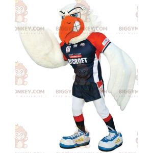 BIGGYMONKEY™ Weißes Möwen-Maskottchen-Kostüm in Sportbekleidung