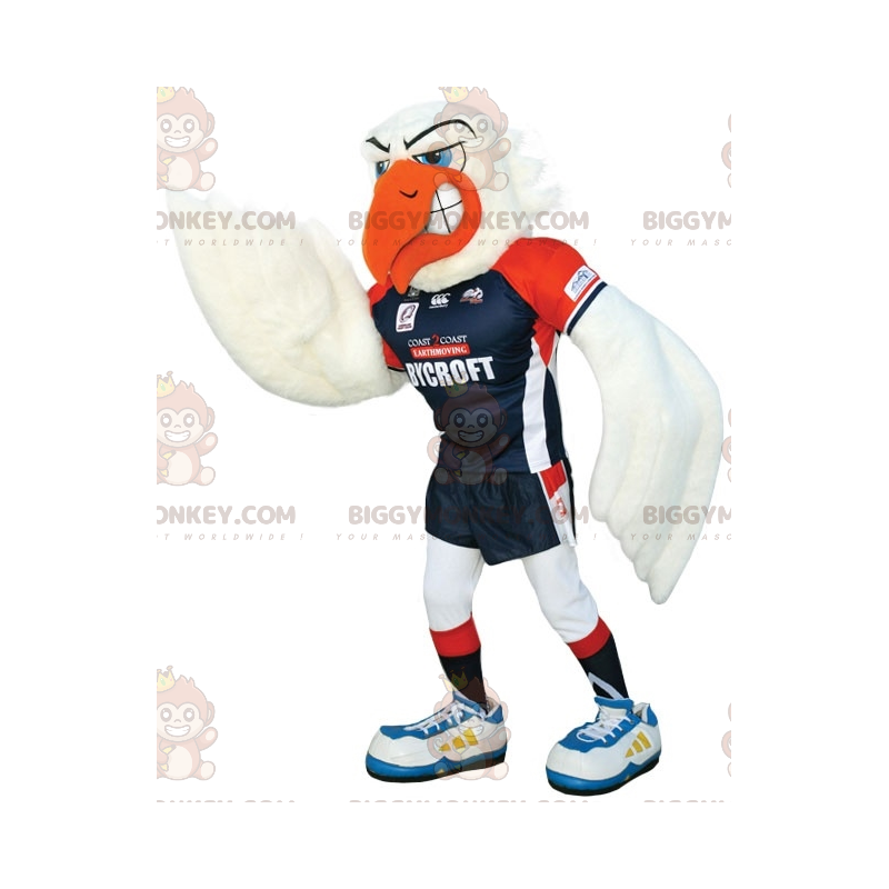BIGGYMONKEY™ Witte zeemeeuw mascottekostuum in sportkleding - BIGGYMONKEY™ Witte zeemeeuw mascottekostuum in sportkleding -