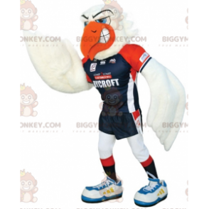 BIGGYMONKEY™ Weißes Möwen-Maskottchen-Kostüm in Sportbekleidung