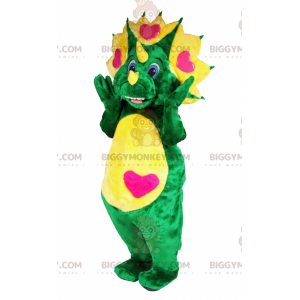 BIGGYMONKEY™ Mascot Costume Green and Yellow Dinosaur with