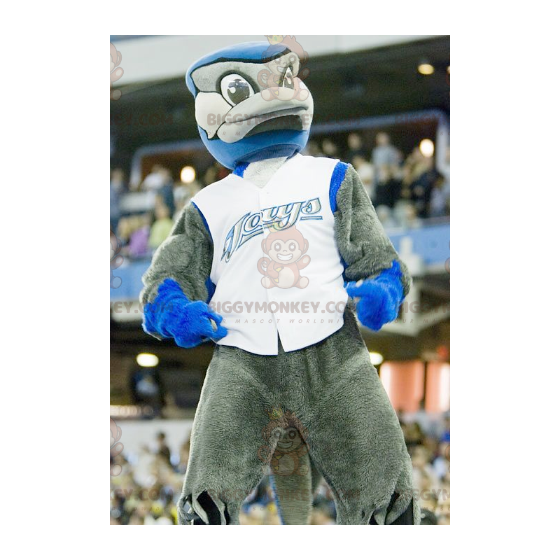 Costume de mascotte BIGGYMONKEY™ d'oiseau gris et bleu - Costume de mascotte BIGGYMONKEY™ d'oiseau gris et bleu -