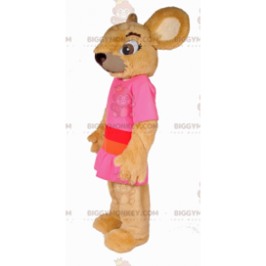 BIGGYMONKEY™ Nagetier-Maskottchen-Kostüm in Beige mit