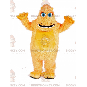 BIGGYMONKEY™ Mascot Costume Yellow Hairy Monster With Big Blue