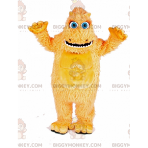 BIGGYMONKEY™ Mascot Costume Yellow Hairy Monster With Big Blue