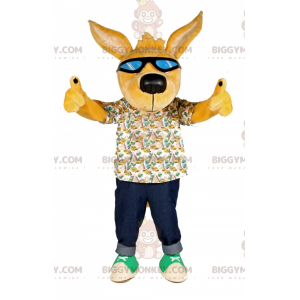 BIGGYMONKEY™ Costume da mascotte cane giallo con occhiali da