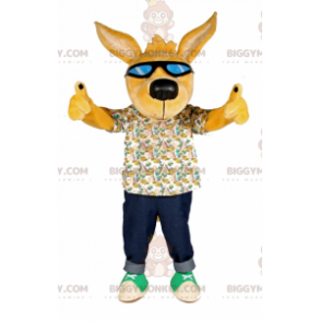  BIGGYMONKEY™ Gul hundmaskotdräkt med solglasögon - Hundmaskot - BIGGYMONKEY_07118 - BiggyMonkey.com
