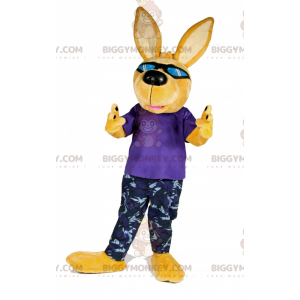 Costume de mascotte BIGGYMONKEY™ de chien jaune avec des