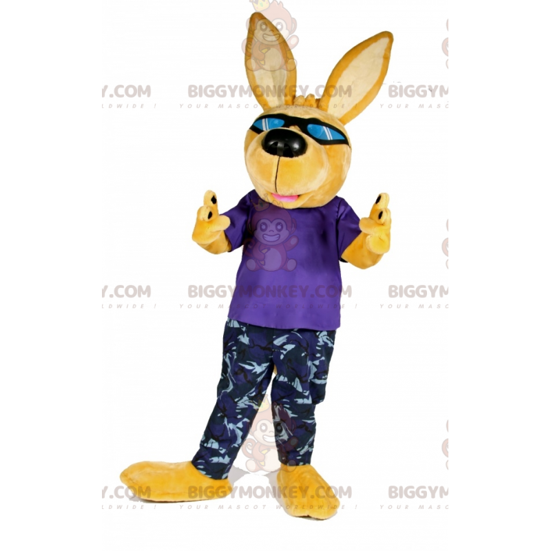 BIGGYMONKEY™ Costume da mascotte cane giallo con occhiali da