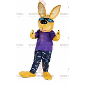 BIGGYMONKEY™ Costume da mascotte cane giallo con occhiali da