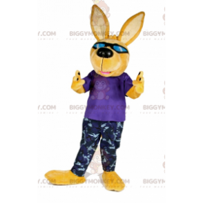 BIGGYMONKEY™ keltainen koiran maskottiasu aurinkolaseilla -