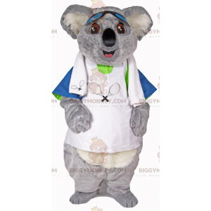 BIGGYMONKEY™ maskotkostume af grå og hvid koala i tennistøj -