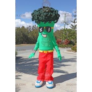 Traje de mascote de brócolis verde BIGGYMONKEY™ com óculos de