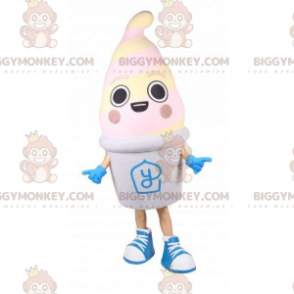 bille Vilje hold Frozen Yoghurt BIGGYMONKEY™ maskotkostume. Skære L (175-180CM)