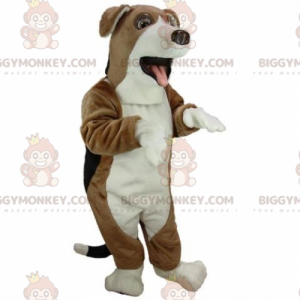 Brun vit och svart hund BIGGYMONKEY™ maskotdräkt. hunddräkt -