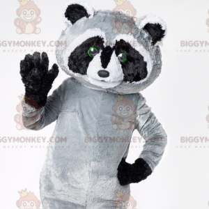 Kæmpe sort grå og hvid vaskebjørn BIGGYMONKEY™ maskotkostume -