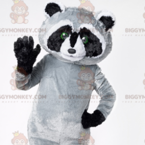 Kæmpe sort grå og hvid vaskebjørn BIGGYMONKEY™ maskotkostume -