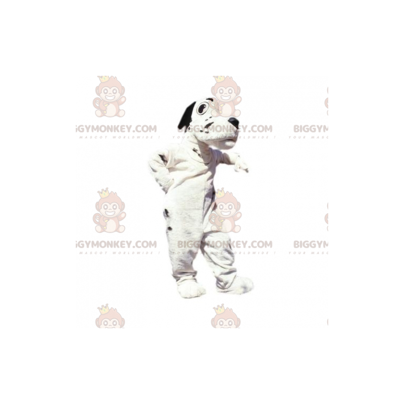 Disfraz de mascota de perro blanco y negro BIGGYMONKEY™. Disfraz de mascota de perro blanco y negro BIGGYMONKEY™.