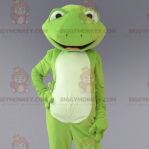 Vihreä ja valkoinen sammakko BIGGYMONKEY™ maskottiasu. sammakon puku - Sammakon maskotit - BIGGYMONKEY_07153 - BiggyMonkey.com