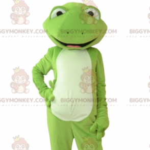 Grün-weißer Frosch BIGGYMONKEY™ Maskottchen-Kostüm. Frosch