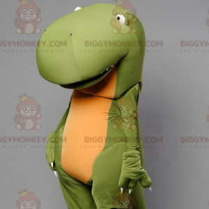 Awesome and Fun Green and Yellow Dinosaur BIGGYMONKEY™ Mascot