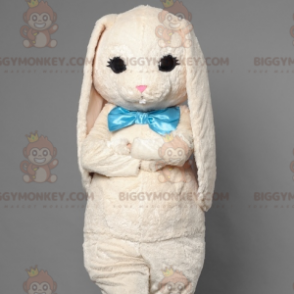 BIGGYMONKEY™ maskotkostume Hvid kanin med blå sløjfe - Kanin maskot - BIGGYMONKEY_07155 - BiggyMonkey.com