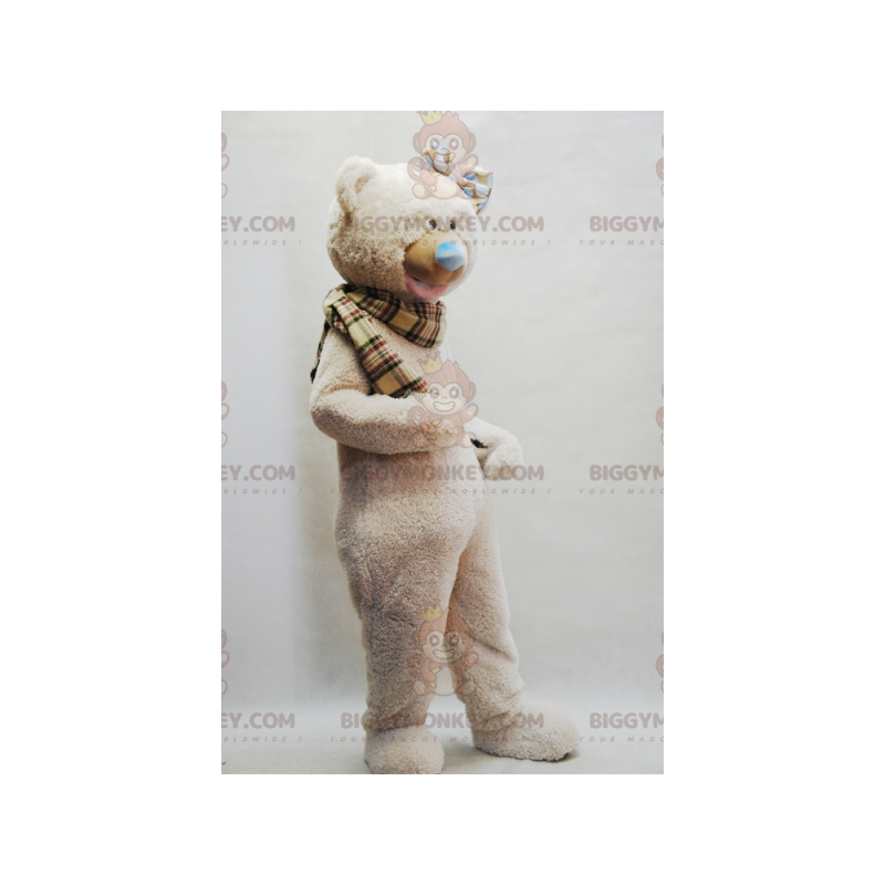 Costume de mascotte BIGGYMONKEY™ de nounours beige avec une Costume de mascotte BIGGYMONKEY™ de nounours beige avec une