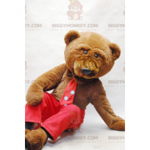 Brun bjørn BIGGYMONKEY™ maskotkostyme med slips og røde bukser - Bjørn maskot - BIGGYMONKEY_07167 - BiggyMonkey.com