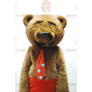 Costume da mascotte dell'orso bruno BIGGYMONKEY™ con cravatta e