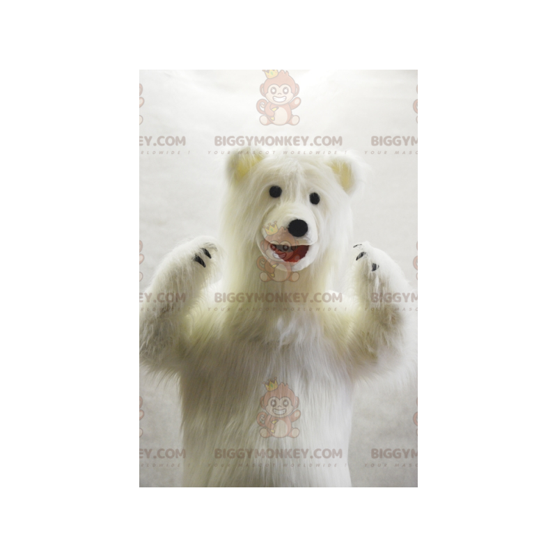 Disfraz de mascota BIGGYMONKEY™ de oso polar muy peludo. Disfraz de mascota BIGGYMONKEY™ de oso polar muy peludo.