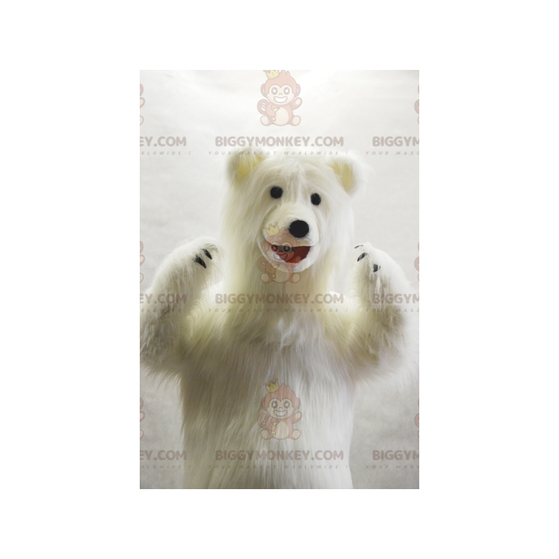 Mycket lurvig isbjörn BIGGYMONKEY™ maskotdräkt. vit teddy -