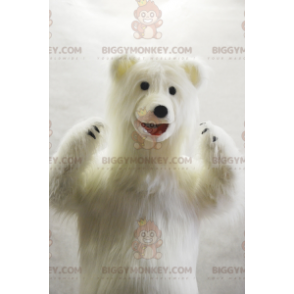 Mycket lurvig isbjörn BIGGYMONKEY™ maskotdräkt. vit teddy -