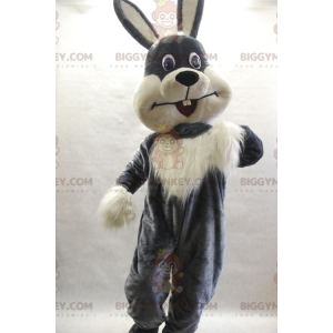 Fantasia de mascote BIGGYMONKEY™ de coelho peludo bonito cinza