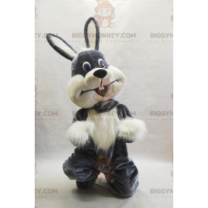 Cute Furry Gray and White Rabbit BIGGYMONKEY™ Mascot Costume –