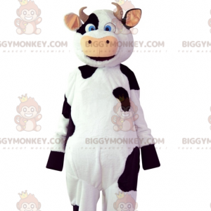 Weiße und schwarze Kuh BIGGYMONKEY™ Maskottchen-Kostüm. Kuh