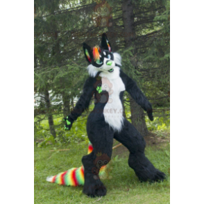 Traje de mascote de gato raposa preto e branco BIGGYMONKEY™ - Mascotes de gatos - BIGGYMONKEY_0872 - BiggyMonkey.com