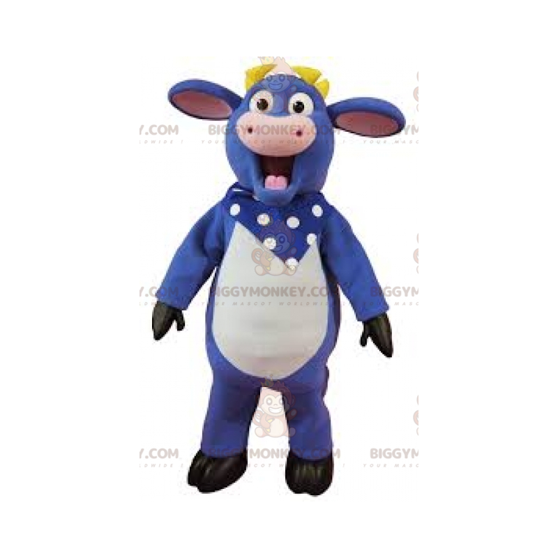 BIGGYMONKEY™ Disfraz de mascota de vaca azul, blanca y rosa con BIGGYMONKEY™ Disfraz de mascota de vaca azul, blanca y rosa con