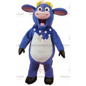 BIGGYMONKEY™ Kuh-Maskottchen-Kostüm in Blau, Weiß und Pink mit
